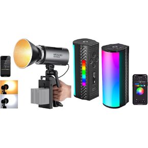 NEEWER MS150B 130W Bi Color LED Video Light Mini COB Portable Photography Lighting, App Control,2.4G with TL97C Magnetic Handheld Light Wand APP Control, 360° Full RGB Mini LED Video Light Stick