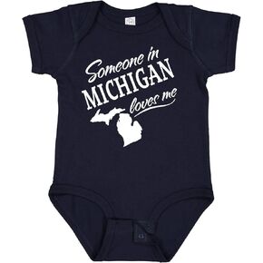 inktastic Someone in Michigan Loves Me Baby Bodysuit