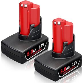 2Pack 8.0Ah Battery Replacement for Milw M-12 Battery 48-11-2440 48-11-2402 48-11-2411 12V Cordless Tools