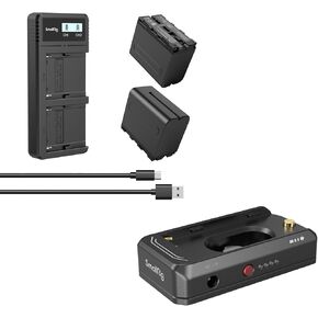 Bundle: SmallRig NP-F970 Replacement Batteries (2 Pack) with Charger and SmallRig NP-F Battery Adapter Mount Plate