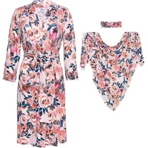 Posh Peanut Mommy and me Hospital Robe and Receiving Blanket Bundle