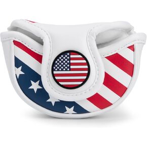 Patriotic USA Golf Mallet Putter Cover Headcover Stars and Stripes Mallet Putter Headcover, 3 Models Available Heel Shafted Center Shafted Mid Mallet Putter Cover Square Mallet Cover Magnetic Closure