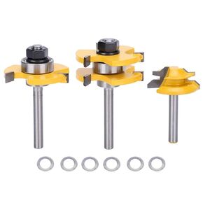 3Pcs Router Bits Set 1/4 Inch Shank 45 Degree Miter Router Bit Woodworking Wood Cutter, Wood Carbide Groove Tongue Milling Tool Joint Router Bits Lock Miter Router Bit Wood Milling Cutter Tool