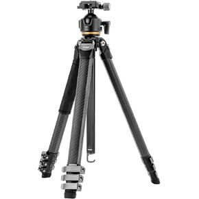 Fotopro Compact Carbon Fiber Travel Tripod, 60 inches Professional Heavy Duty Tripod with Profile Legs Super-Large Ball Head Weatherproof Bag, Fotopro Origin Plus Black Max Load 44lbs