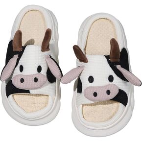 Cute Cow Slippers for Women, Indoor House Slippers, Platform Sole