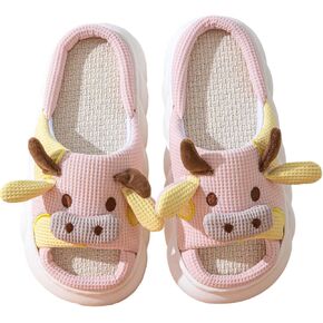 Cute Cow Slippers for Women, Indoor House Slippers, Platform Sole