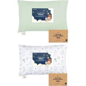 KeaBabies Toddler Pillow with Pillowcase, Jumbo 14X20 - Soft Cotton Toddler Pillows for Sleeping, Machine Washable, Perfect for Travel, Toddler Bed Set