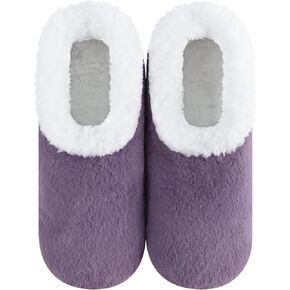 Snoozies Butter Soft House Slippers for Women, Cozy Sherpa-Lined Slipper Socks for Women Soft Sole Non-Skid Machine Washable