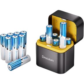 3600mWh Rechargeable Lithium AA Batteries with Charger, 1.5V Lithium ion Rechargeable Long-Lasting Double A Batteries for Blink Outdoor Camera, 16 Pack