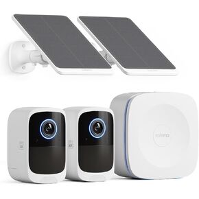 4K Wireless Security Camera Outdoor System, 2-Camera & Hub Set P1 with 5W Solar Panels, Color Night Vision, Local AI & Storage, Built-in Siren, 2-Way Audio, Works with Alexa, No Monthly Fee