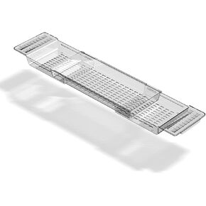 Bathtub Caddy Tray for tub—Bath Storage Basket，Baby Bathtub Organizer，25.6-31.5 inches Retractable Length fits Most bathtubs