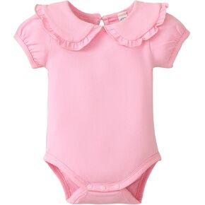 Magic Park 0-24M Infant Girl Puff Sleeve Bodysuit Baby Peter Pan Collar Romper Toddler Ruffle Jumpsuit Casual Tops
