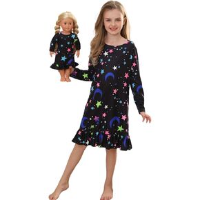 Bow Dream Toddler Girl Dress Cute and Matching American Girl Doll Clothes Accessories for Girls Dresses Star Night