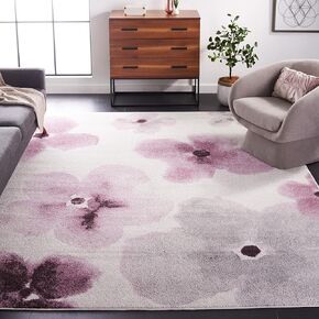 SAFAVIEH Adirondack Collection Area Rug - 5'1" x 7'6", Ivory & Purple, Floral Watercolor Design, Non-Shedding & Easy Care, Ideal for High Traffic Areas in Living Room, Bedroom (ADR123L)