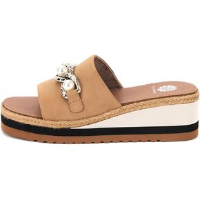Yellow Box Women's Adelfia Wedge Sandal, Round Toe, Medium-High 2.25 Inch Heel, 1.25 Inch Platform Comfortable Flip-Flop