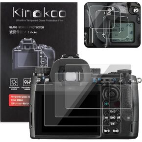 kinokoo Screen Protector for Pentax K-3 Mark III - 0.25mm 9H Hardness Tempered Glass Film for Pentax K3 Mark III Digital Camera with Soft Top Screen Film Bubble-free/Anti-scratch (3 pack)