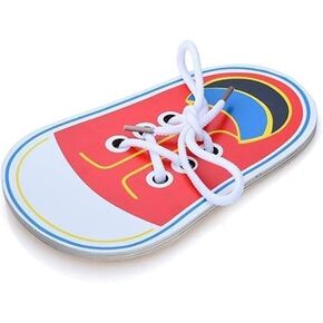 Red Wooden Shoe Practice ، تعلم كيفية ربط أحذيةك الخاصة بخيوط وضع الأحذية التدريب على مجموعات التعلم المبكرة ، وخيوط لوائح التدريب مجلس التدريب على التعلم المبكر ، والملحقات الديكور التعليمية