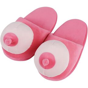 haozaikeji Funny Boob Slippers Women Creative Breast Floor Slipper Men Plush Home Flip-Flops Trick Novelty Slip-on Flat Shoes