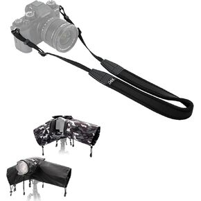 JJC Soft Neoprene Neck Strap with Rain Cover Sleeve for Canon Nikon Sony Fujifilm Mirrorless Camera