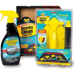 Invisible Glass 99050 Reach and Clean Tool Combo Kit with Windshield Wand Cleaning Tool for Hard to Reach Places Premium Trigger Glass and Window Cleaner for Auto and Home, Yellow, Black