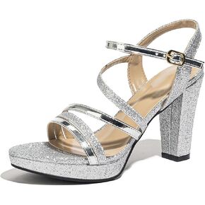 Block Heeled Platform Sandals Chunky Open Toe Shoes for Women