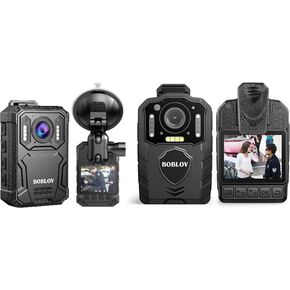 BOBLOV KJ23Pro 2K Body Camera, 256GB Body Camera with Night Vision, 4000mAh Battery for 15 Hours Continuous Recording KJ25 1080P Body Cam, 3000mAh with 10-13Hrs Recording