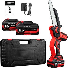 21V Cordless Chain Saw, 8-Inch Electric Chain Saw, chainsaw for firewood Handheld Electric Power Chain Saw with 2 Batteries, for Tree Trimming Wood Cutting, Best Gifts for Dad, Husband