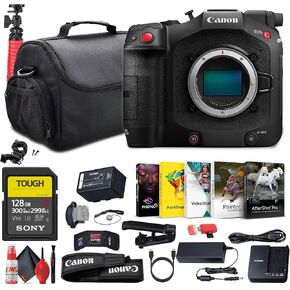 Canon EOS C80 6K Full-Frame Cinema Camera RF (6389C002) + 128GB Memory Card + Photo Software + Camera Bag + Tripod + Cleaning Kit + HDMI Cable + Card Wallet + More (Renewed)