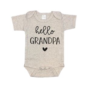 Hello Grandpa Surprise Pregnancy Announcement Infant Bodysuit - Surprise Gift For Dad and Grandpa (White)
