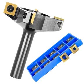 SpeTool CNC Spoilboard Surfacing Router Bit with SpeTool 10pcs Squres Carbide Insert Replacement ATS Coating