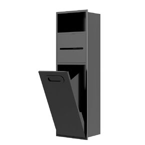 6.2 Gallon Bathroom Trash Can Tilt Out Trash Bin Cabinet, Hidden Trash Can Cabinet Recessed Wall Mounted Trash Can Stainless Steel With Toilet Paper Holder For Bathroom/Bedroom/Office/Kitchen, Black