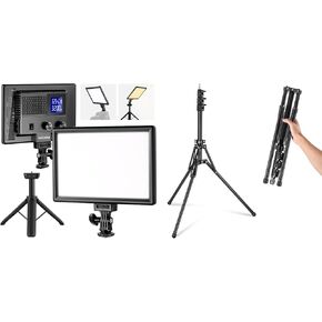 NEEWER NL-116AI 9" LED Video Light Panel, Dimmable DSLR Camera Soft Light with Mini Tripod, 3200K~5600K CRI95+ 600Lux for Photography Video Recording Live Streaming, ST178B Light Tripod Stand Included