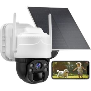 2K Wireless Solar Security Cameras Outdoor, 2 Pack Home Battery Powered WiFi Camera, Color Night Vision, Two-Way Audio, PIR Motion Detection, 360°View, 2.4Ghz WiFi (2 Pack)