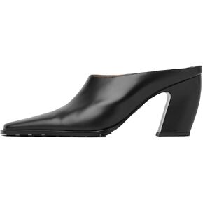 Womens Chunky Heeled Mules Closed Pointed Toe Clogs Backless Booties Slip on Mules Heels Pumps Black Size 8.5