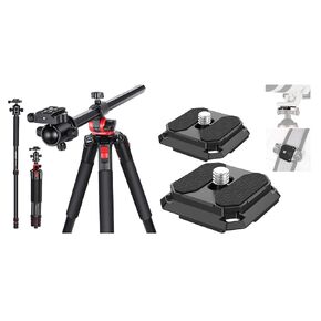 NEEWER 79 inch Camera Tripod Monopod with 2 Pack Quick Release Plate, Center Column and Ball Head Aluminum, Arca Type QR Plate, Bag, Horizontal Tripod Overhead Camera Mount, Max Load: 33lb
