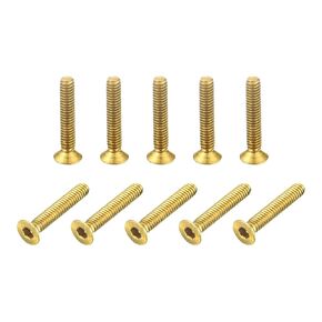 uxcell Flat Head Socket Cap Screws, M3-0.5x8mm Brass Inner Hex Drive Fasteners Bolts 12Pcs