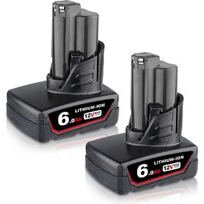 12V 6.0AH Battery Lithium-ion Replacement for Milwaukee M-12 Battery Compatible with Milwaukee 12v 48-11-2411 48-11-2440 48-11-2402 Cordless Power Tools