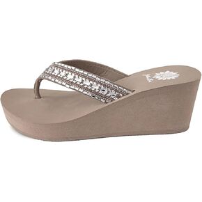 Yellow Box Women's Emmil Wedge Sandal, Round Toe, Medium-High 2.5 Inch Heel, 0.75 Inch Platform Comfortable Flip-Flop