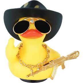 Middle Finger Duck,Jeep Rubber Ducks with Gamepad Car Dashboard Decoration,Mini Duck with Glasses Hat Necklace for Party Favors Game Rewards Home Ornament