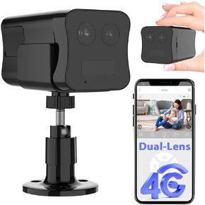 4G LTE Cellular Security Camera Indoor for Home, No WiFi Security Camera Wireless with Dual Lens, 6X Hybrid Zoom, 20 Day Standby Battery, Two Way Audio, Built-in SIM Card, PIR Motion, Night Vision