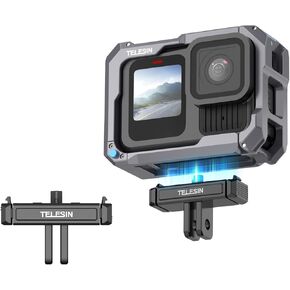TELESIN Magnetic Latch Mount Metal Adapter Quick Release for Go Pro Hero 13 Black, Dual Lock & Anti-Slip Button Design, Hero13 Accessories, Attachable Tripod, Vlogging Mount