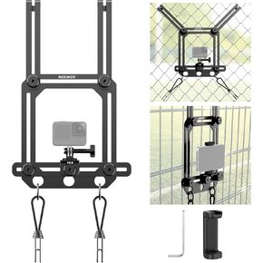 NEEWER Camera Fence Mount for Live Streaming Compatible with Gamechanger App, Metal Chain Link Fence Phone Mount Holder Compatible with Mevo Start GoPro Max 360 DJI iPhone for Baseball, PA036 Silver