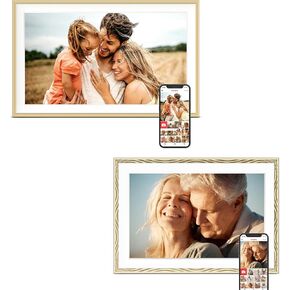 15.6'' Frameo WiFi Digital Picture Frame with 10.1'' Frameo WiFi Digital Picture Frame, Gold
