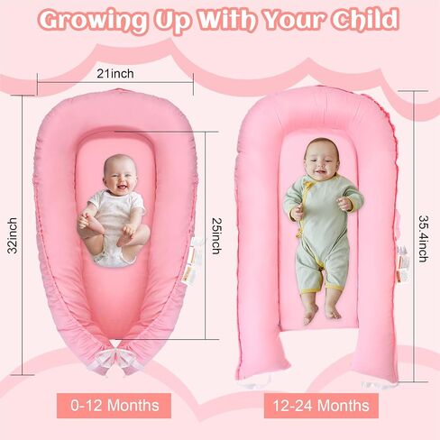 Baby Lounger for Newborn, 100% Cotton Soft Breathable Lounger for Baby 0-24 Months, Portable Baby Nest Cover for Baby Girls & Boys, Co Sleeper for Baby in Bed, Babies Essentials Gifts(Blue) in Saudi Arabia