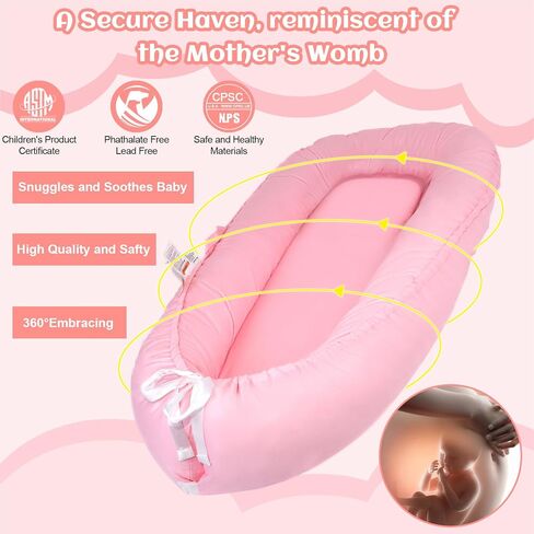 Baby Lounger for Newborn, 100% Cotton Soft Breathable Lounger for Baby 0-24 Months, Portable Baby Nest Cover for Baby Girls & Boys, Co Sleeper for Baby in Bed, Babies Essentials Gifts(Blue) in Saudi Arabia