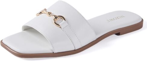 Women's Dressy Flat Sandals for Women Square Open Toe Slip on Comfortable Slide Sandals Summer in Saudi Arabia