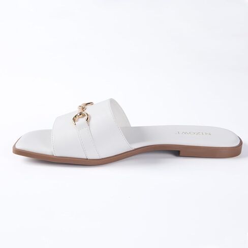 Women's Dressy Flat Sandals for Women Square Open Toe Slip on Comfortable Slide Sandals Summer in Saudi Arabia