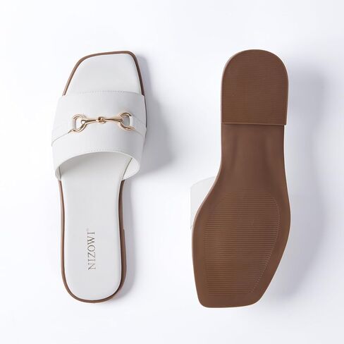 Women's Dressy Flat Sandals for Women Square Open Toe Slip on Comfortable Slide Sandals Summer in Saudi Arabia