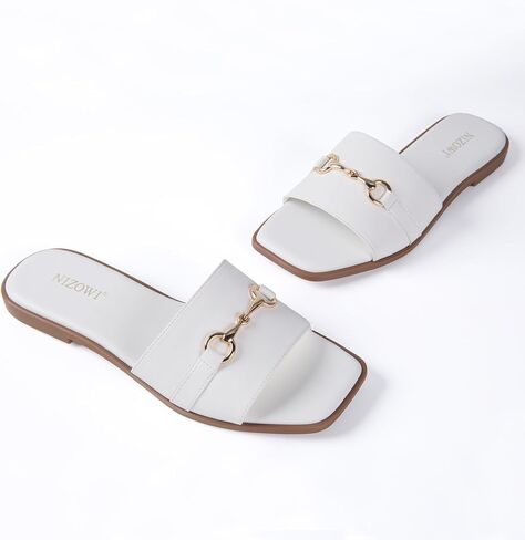Women's Dressy Flat Sandals for Women Square Open Toe Slip on Comfortable Slide Sandals Summer in Saudi Arabia