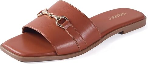 Women's Dressy Flat Sandals for Women Square Open Toe Slip on Comfortable Slide Sandals Summer in Kuwait
